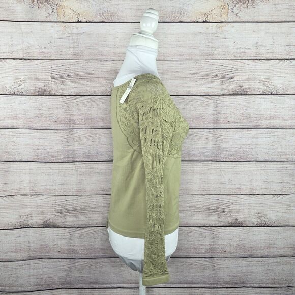 Anthropologie Eyelet Long Sleeve Boat Neck Compression Top NWT Small - Picture 5 of 8